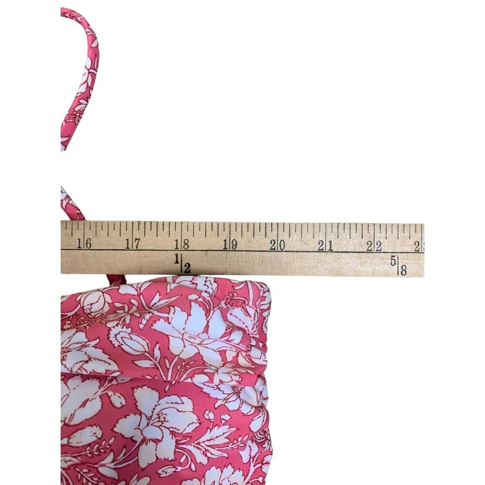 J. Crew Women's 24 Pink Tossed Floral Ruched Sweetheart One-Piece Swimsuit New! - Picture 5 of 11